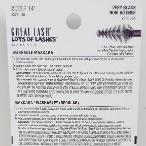 ⭐4/$15 Maybelline Great Lash Lots Of Lashes Washable Mascara Very Black - Picture 3 of 10